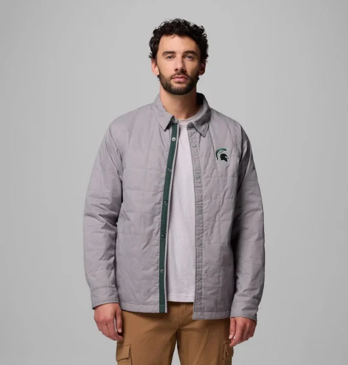 Men Collegiate Campus Roam™ Quilted Shirt Jacket – Michigan State