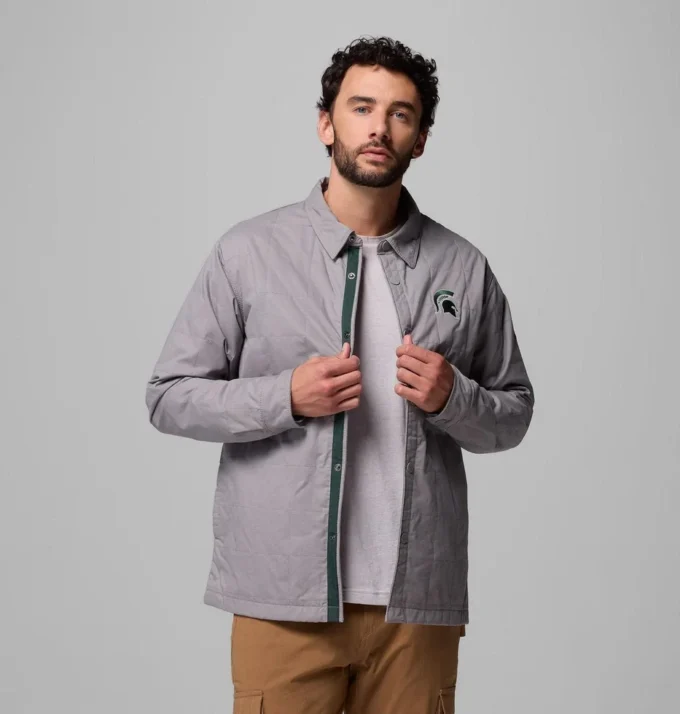 Men Collegiate Campus Roam™ Quilted Shirt Jacket – Michigan State