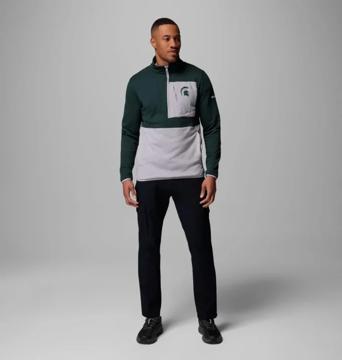 Men Collegiate Columbia Hike™ Half Zip Jacket – Michigan State
