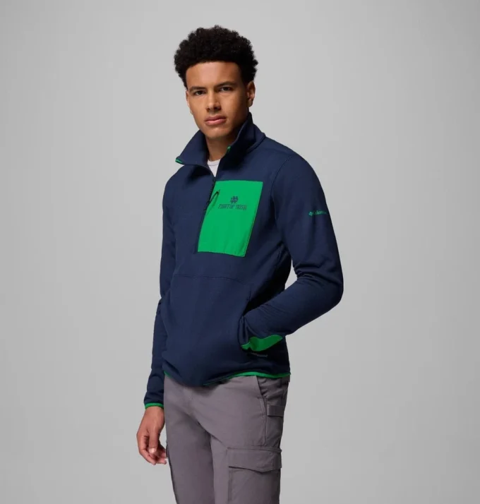 Men Collegiate Columbia Hike™ Half Zip Jacket – Notre Dame