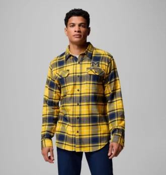 Men Collegiate Flare Gun™ Flannel Long Sleeve Shirt – Michigan