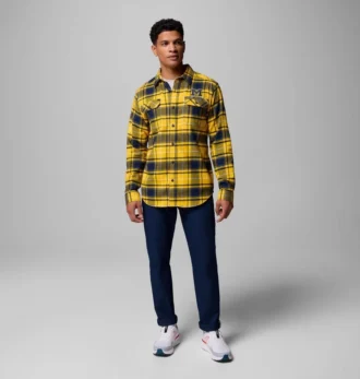 Men Collegiate Flare Gun™ Flannel Long Sleeve Shirt – Michigan