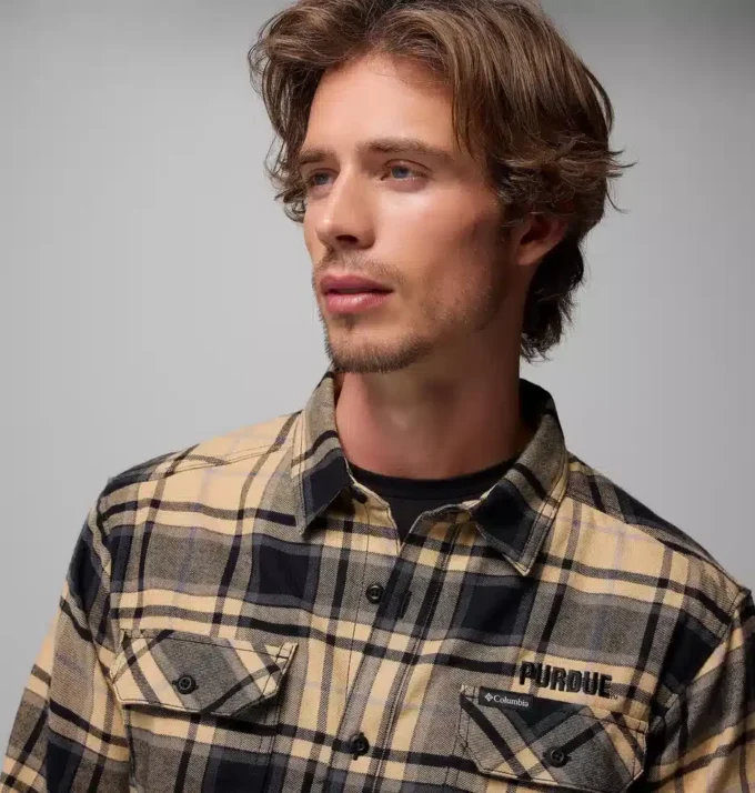 Men Collegiate Flare Gun™ Flannel Long Sleeve Shirt – Purdue
