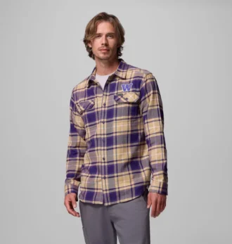 Men Collegiate Flare Gun™ Flannel Long Sleeve Shirt – Washington