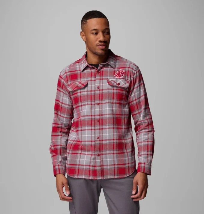 Men Collegiate Flare Gun™ Flannel Long Sleeve Shirt – Washington State