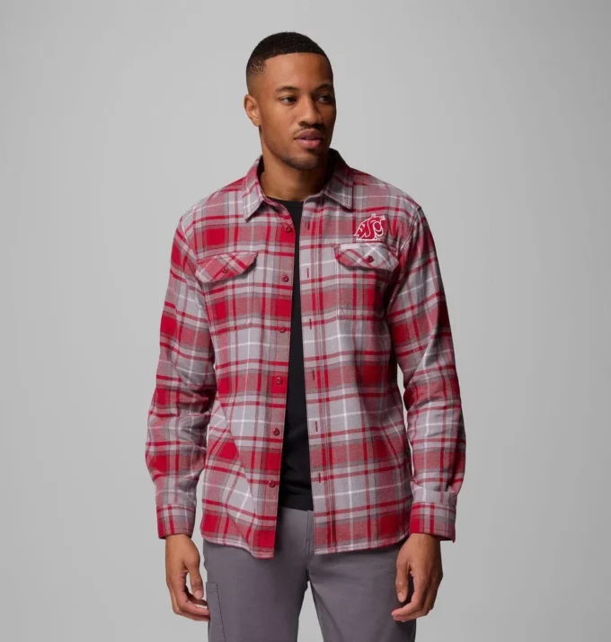 Men Collegiate Flare Gun™ Flannel Long Sleeve Shirt – Washington State