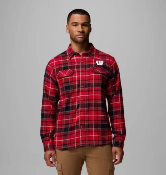 Men Collegiate Flare Gun™ Flannel Long Sleeve Shirt – Wisconsin