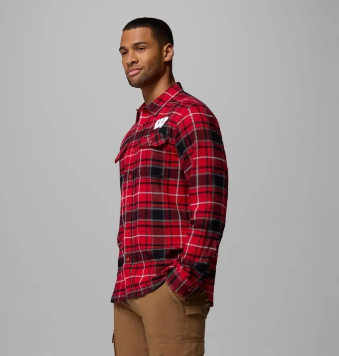 Men Collegiate Flare Gun™ Flannel Long Sleeve Shirt – Wisconsin