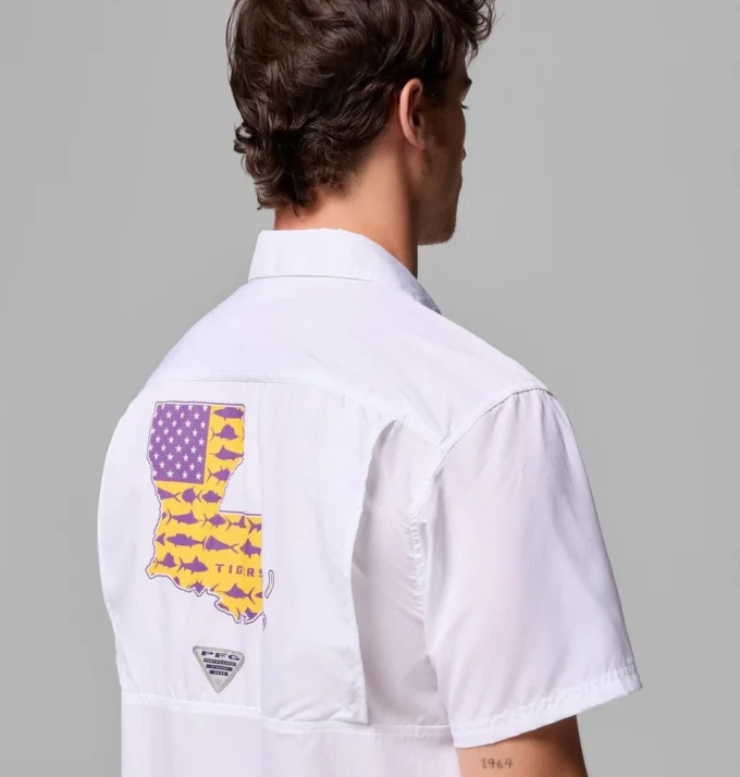 Men Collegiate PFG Slack Tide™ Camp Shirt – LSU Men Collegiate PFG Slack Tide™ Camp Shirt – LSU