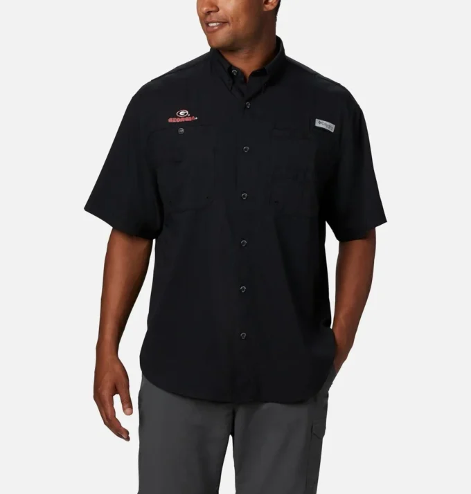 Men Collegiate PFG Tamiami™ Short Sleeve Shirt – Big – Georgia