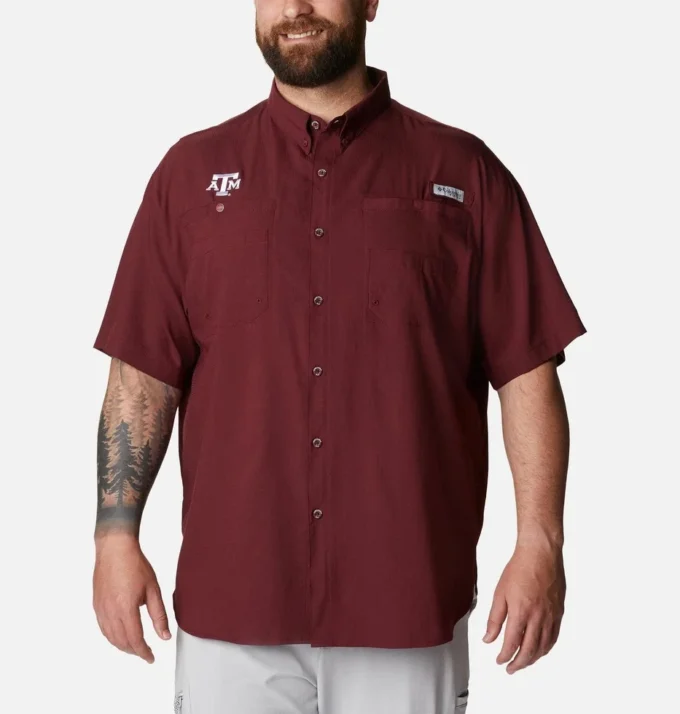 Men Collegiate PFG Tamiami™ Short Sleeve Shirt – Big – Texas A&M