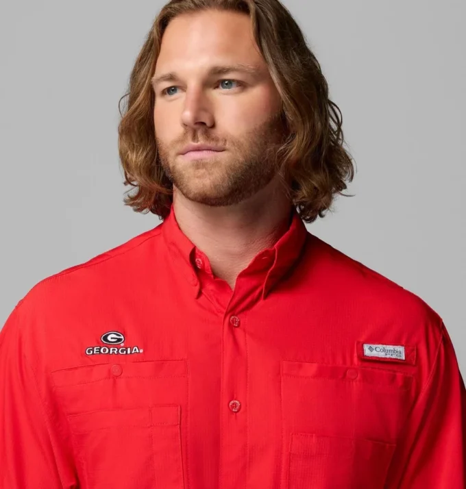 Men Collegiate PFG Tamiami™ Short Sleeve Shirt – Georgia