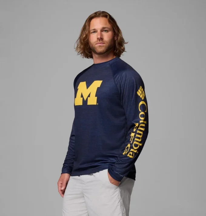 Men Collegiate PFG Terminal Tackle™ Heather Long Sleeve Shirt – Michigan Men Collegiate PFG Terminal Tackle™ Heather Long Sleeve Shirt – Michigan