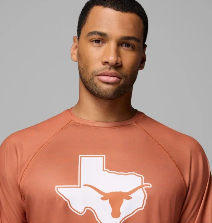 Men Collegiate PFG Terminal Tackle™ Heather Long Sleeve Shirt – Texas
