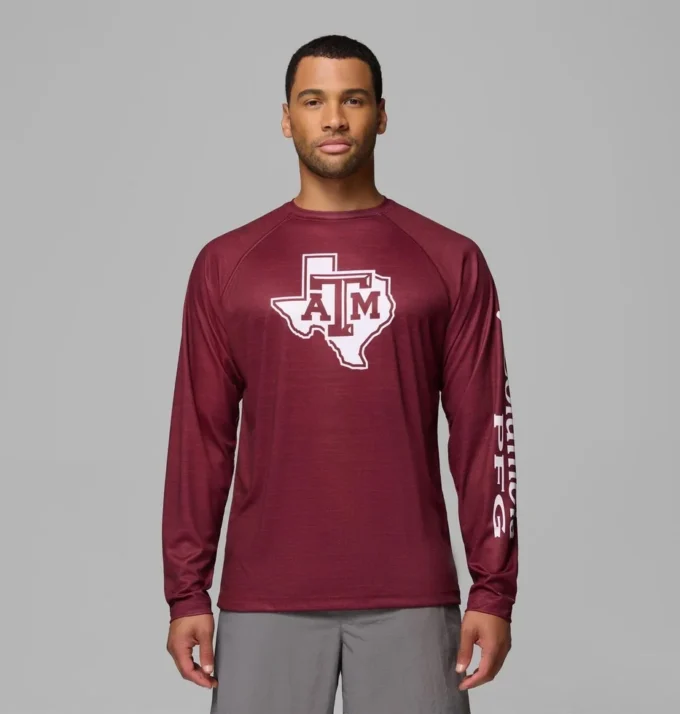 Men Collegiate PFG Terminal Tackle™ Heather Long Sleeve Shirt – Texas A&M