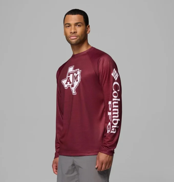 Men Collegiate PFG Terminal Tackle™ Heather Long Sleeve Shirt – Texas A&M