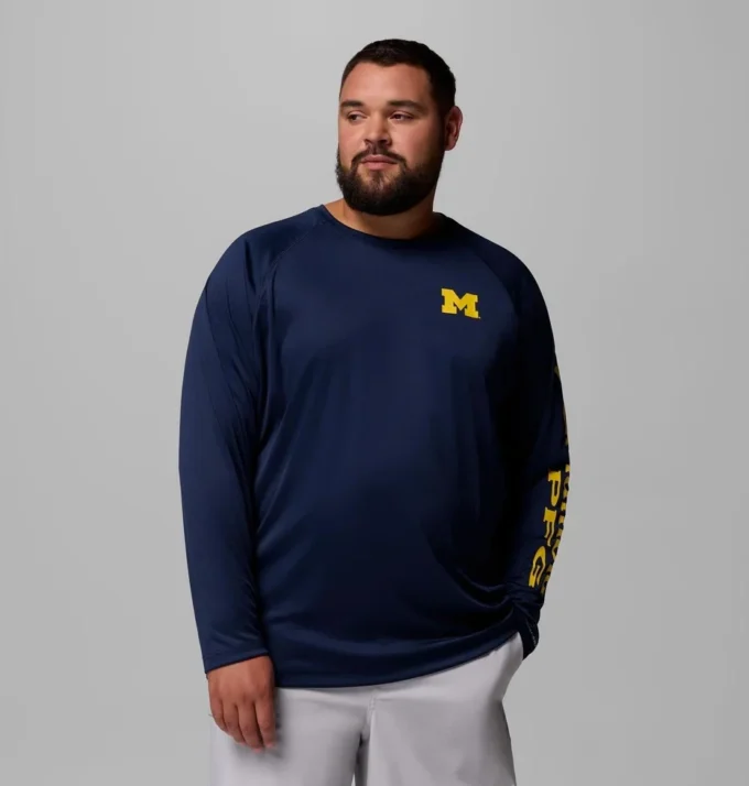 Men Collegiate PFG Terminal Tackle™ Long Sleeve Shirt – Big – Michigan