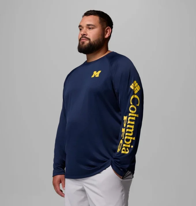 Men Collegiate PFG Terminal Tackle™ Long Sleeve Shirt – Big – Michigan