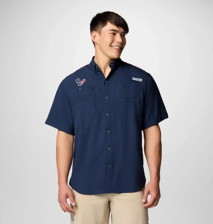 Men PFG Tamiami™ Colorblocked Short Sleeve Shirt – Houston Texans Men PFG Tamiami™ Colorblocked Short Sleeve Shirt – Houston Texans