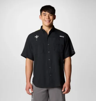 Men PFG Tamiami™ Colorblocked Short Sleeve Shirt – New Orleans Saints