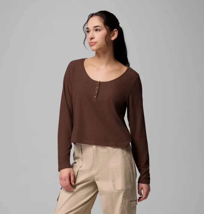 Women Brea Falls™ Grid Henley Long Sleeve Shirt Women Brea Falls™ Grid Henley Long Sleeve Shirt
