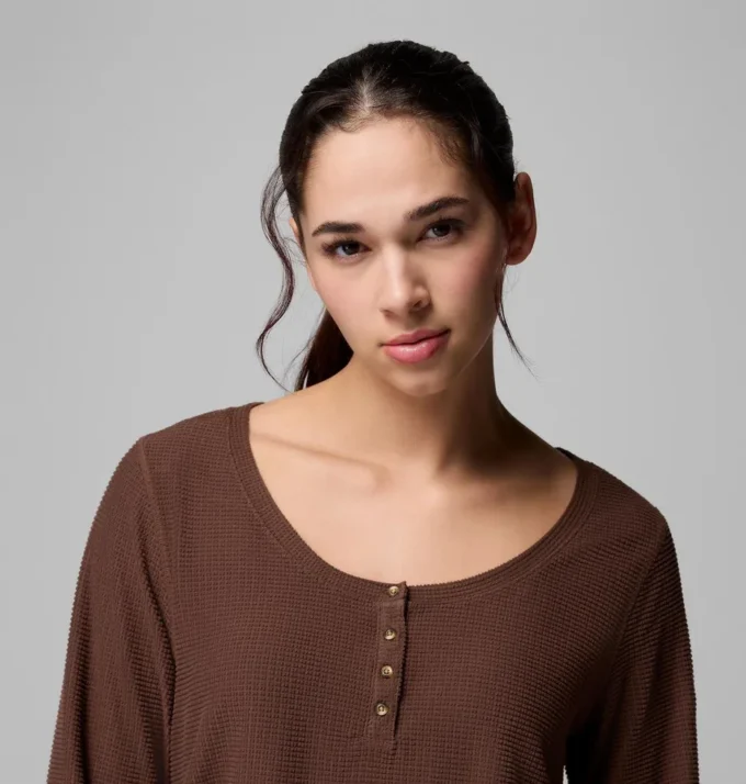 Women Brea Falls™ Grid Henley Long Sleeve Shirt Women Brea Falls™ Grid Henley Long Sleeve Shirt