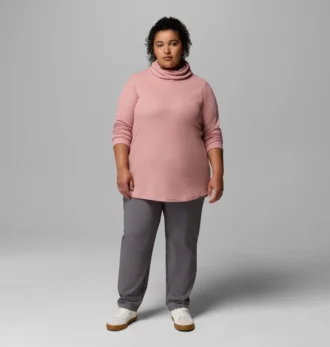 Women Holly Hideaway™ Waffle Cowl Neck Pullover – Plus Size