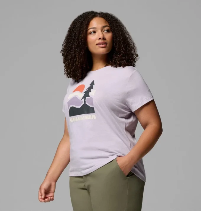 Women Ruby Springs™ Graphic Fitted Short Sleeve Shirt – Plus Size