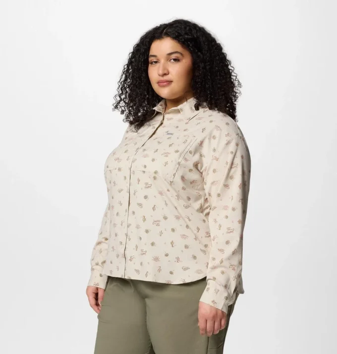Women Silver Ridge™ Utility Patterned Long Sleeve Shirt – Plus Size