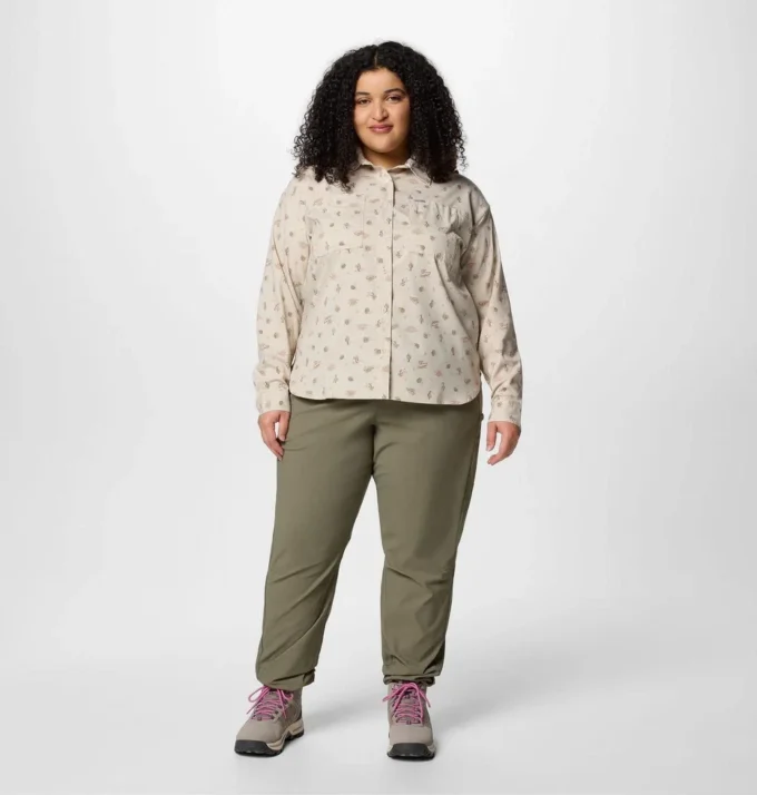 Women Silver Ridge™ Utility Patterned Long Sleeve Shirt – Plus Size