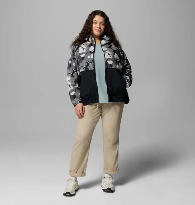 Women Spire Valley™ Printed Windbreaker – Plus Size
