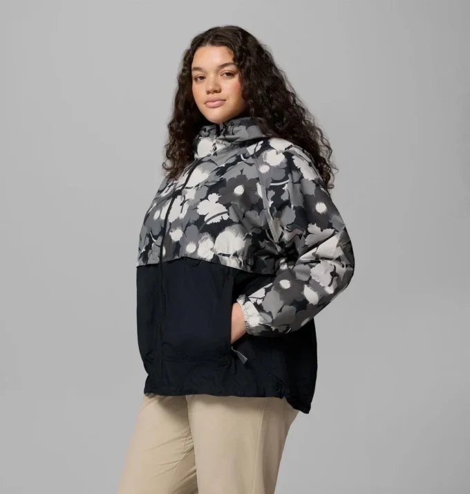 Women Spire Valley™ Printed Windbreaker – Plus Size