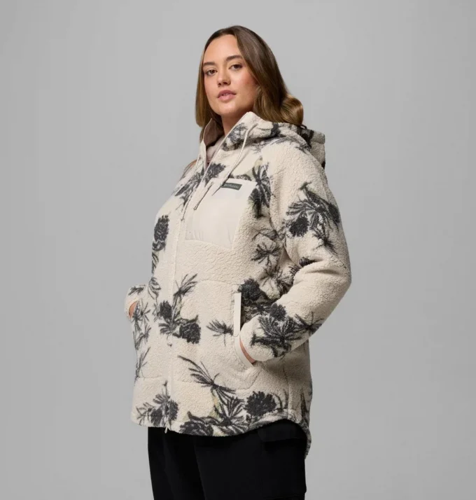 Women Winter Warmth™ Printed Full Zip Hoodie – Plus Size