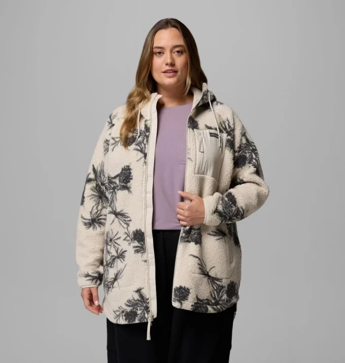 Women Winter Warmth™ Printed Full Zip Hoodie – Plus Size